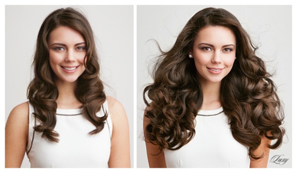До и после применения волос на заколках